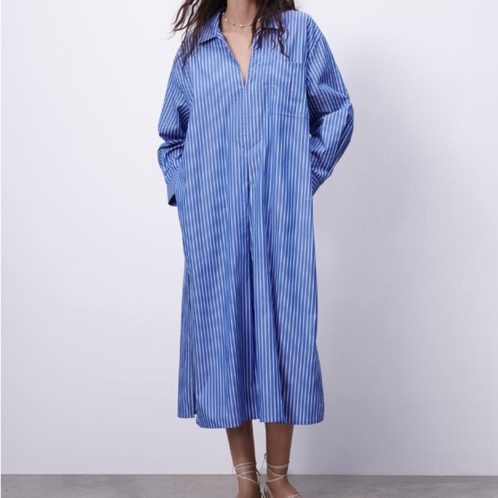 ISO Zara striped poplin dress L or XL